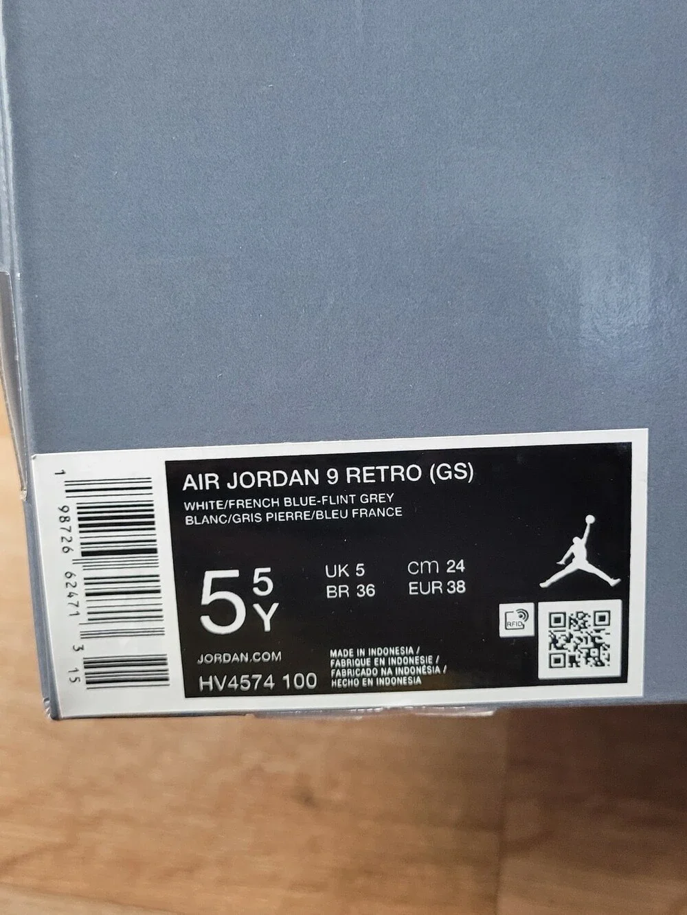 jordan 9 flint grey Size 5.5 Y Boys